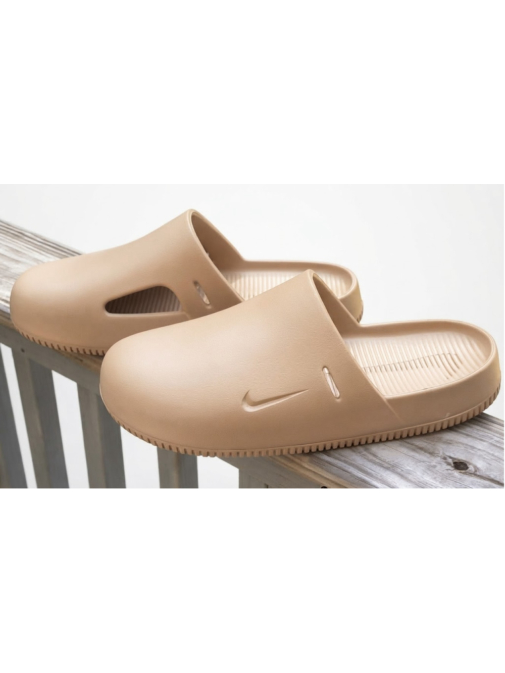 Nike Men's Lightweight Beige Calm Slide Sandals Logo Slip On Summer Size 13